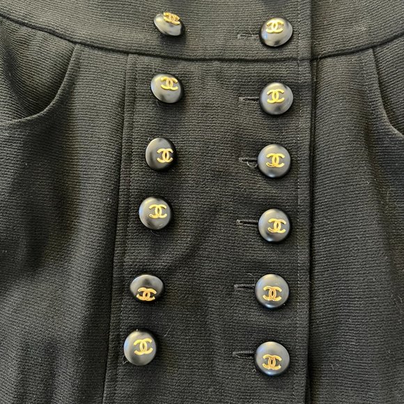CHANEL Black Skirt with Gold Buttons - Picture 10 of 10